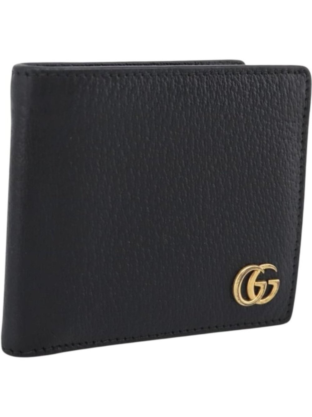 GUCCI GG Marmont Bifold Wallet Leather Black Gold 428725